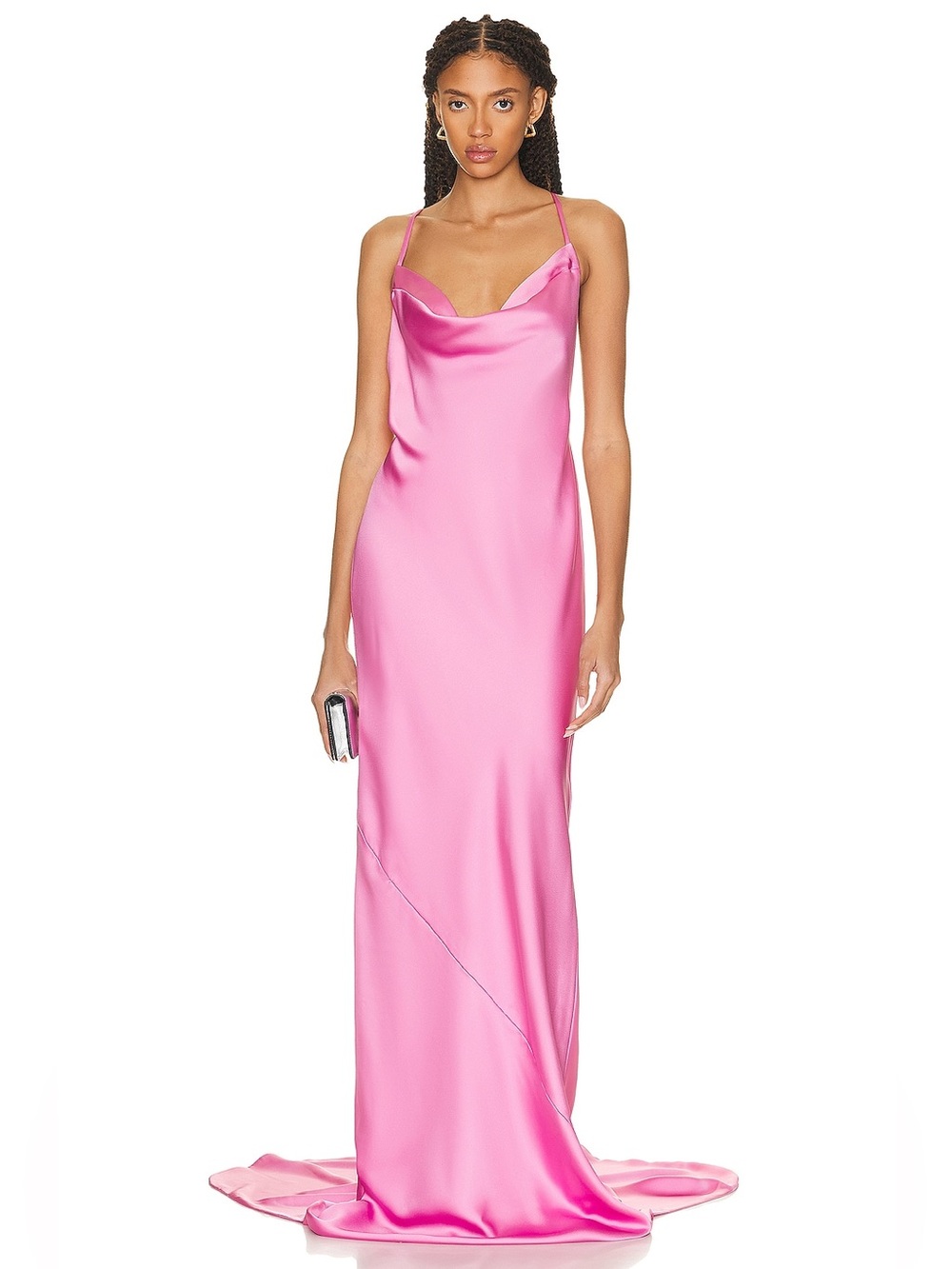 Norma Kamali Candy Pink Cowl Neck Slip Gown